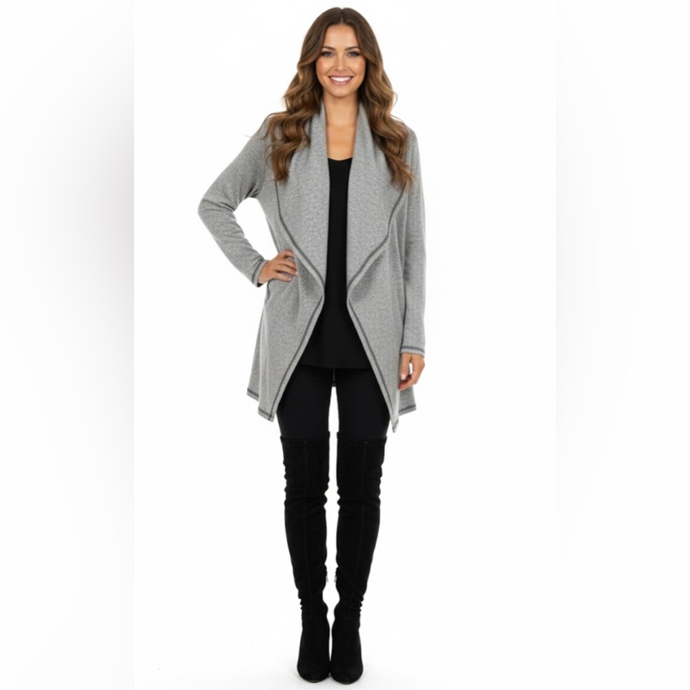 Soft Surroundings Long Gray Open Front Cardigan Size Large